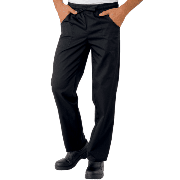 Pantalon de cuisine noir élastique - Polycoton- ISACCO