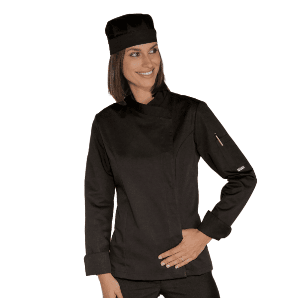 Veste cuisine femme noire ml LADY SNAPS - Isacco