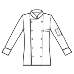 Veste de cuisine blanche Manches Longues ALABAMA - 100% coton satin - 1ISACCO