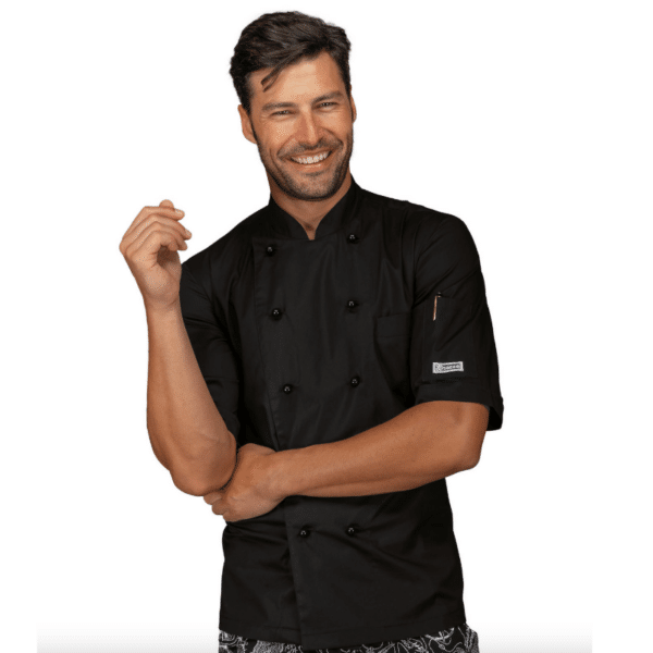 Veste de cuisine noire ALABAMA - Coton Spandex - ISACCO