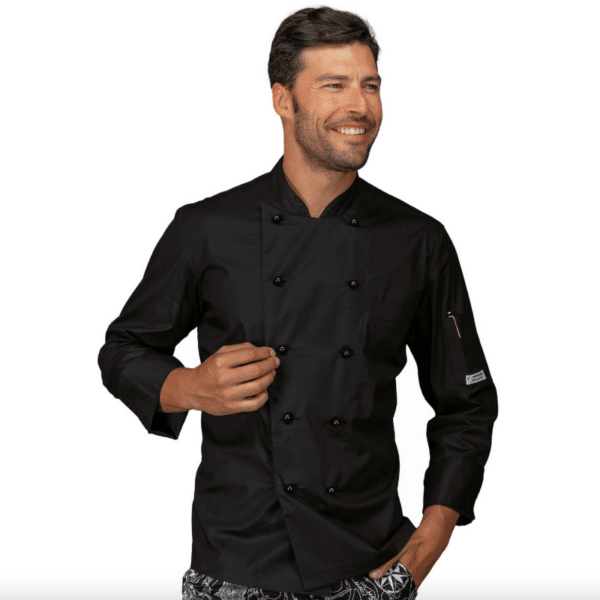 Veste de cuisine noire ALABAMA ML - Coton Spandex - ISACCO