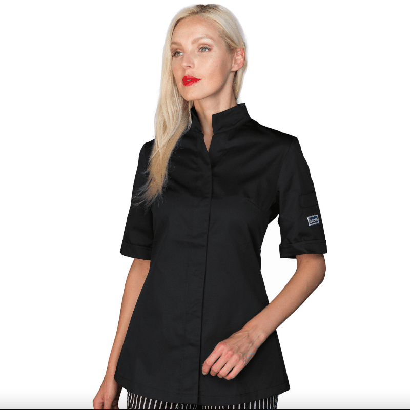 Veste de cuisine noire Boston femme - MC - ISACCO